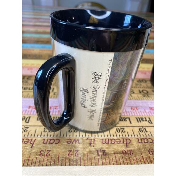 2 Vintage 80s Thermo-Serv Coffee Mugs made in USA Cabin Mill Print Currier Ives - Picture 9 of 11